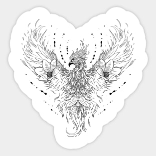 Phoenix with flowers.Mystical symbol Sticker